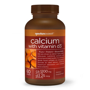 CALCIUM 1200mg With Vitamin D3 25 mcg 60 Softgels - NEWTON-EVERETT®