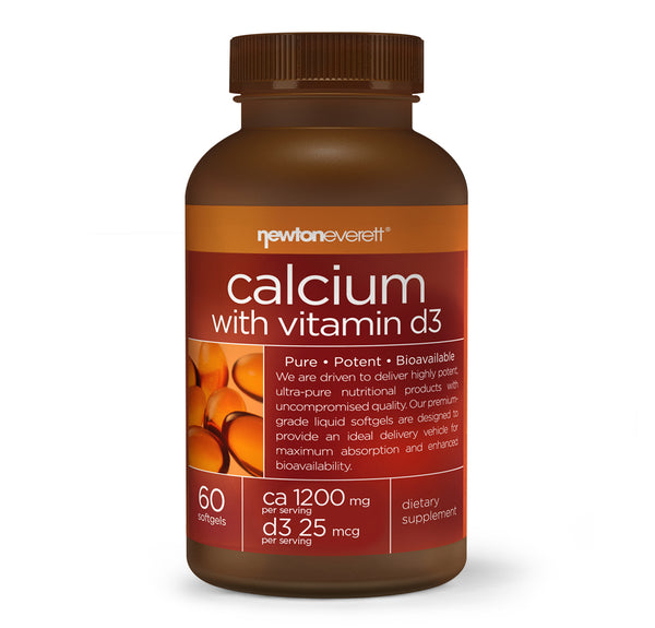 CALCIUM 1200mg With Vitamin D3 25 mcg 60 Softgels - NEWTON-EVERETT®